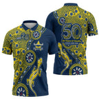 North Queensland Cowboys NAIDOC Week 2026 Zipper Polo Shirt Aboriginal Lizard Dot Painting - 50 Years of Deadly