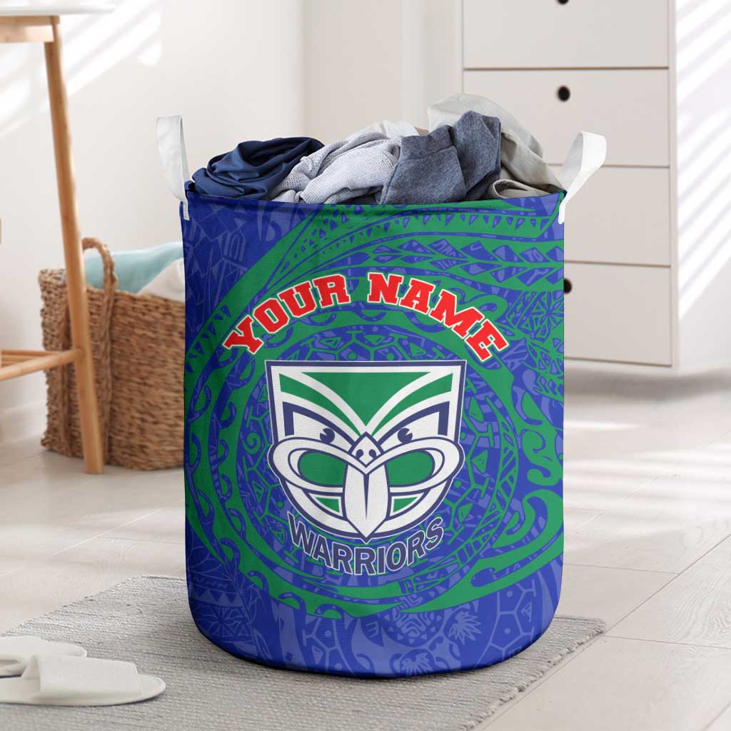 Personalized New Zealand Warriors Laundry Basket Polynesian Tribal Chest and Sleeve Tattoo