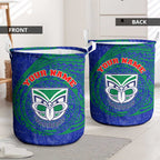 Personalized New Zealand Warriors Laundry Basket Polynesian Tribal Chest and Sleeve Tattoo