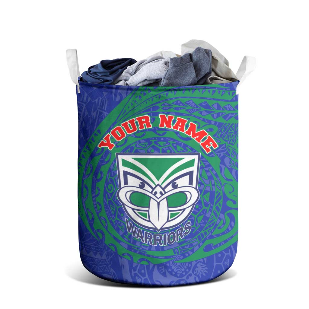 Personalized New Zealand Warriors Laundry Basket Polynesian Tribal Chest and Sleeve Tattoo