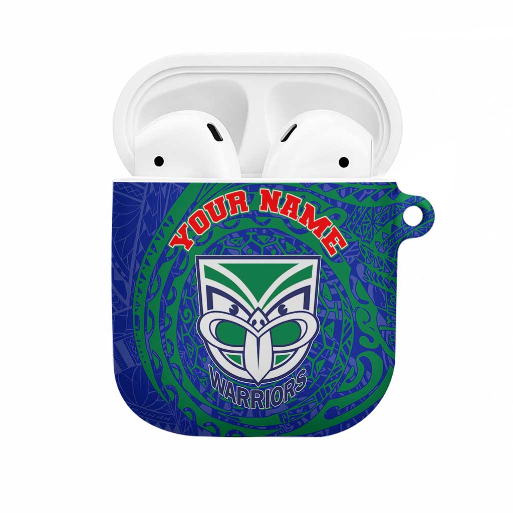 Personalized New Zealand Warriors AirPods Case Polynesian Tribal Chest and Sleeve Tattoo