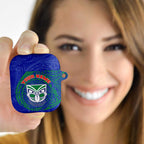 Personalized New Zealand Warriors AirPods Case Polynesian Tribal Chest and Sleeve Tattoo