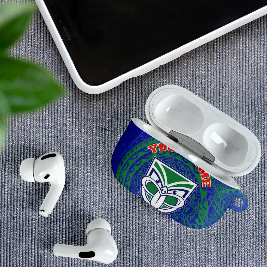 Personalized New Zealand Warriors AirPods Case Polynesian Tribal Chest and Sleeve Tattoo
