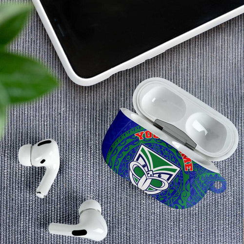 Personalized New Zealand Warriors AirPods Case Polynesian Tribal Chest and Sleeve Tattoo