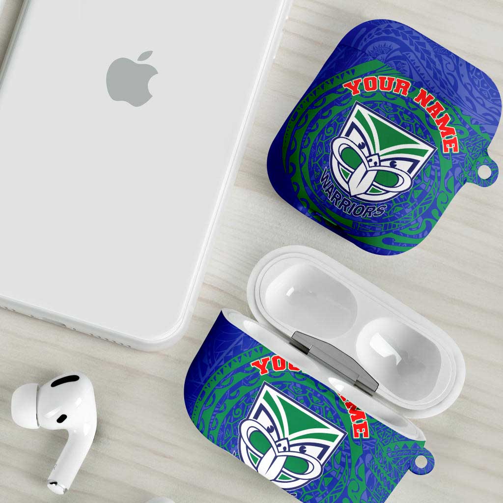 Personalized New Zealand Warriors AirPods Case Polynesian Tribal Chest and Sleeve Tattoo