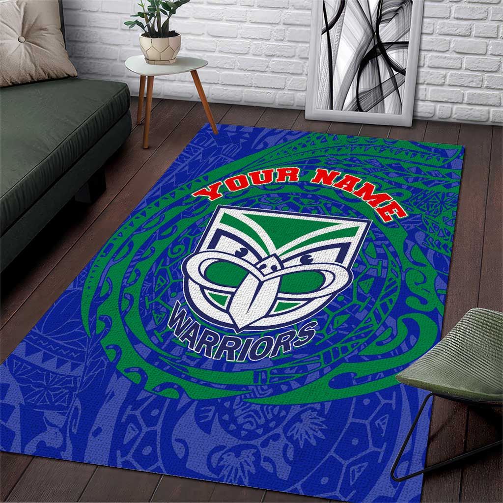 Personalized New Zealand Warriors Area Rug Polynesian Tribal Chest and Sleeve Tattoo