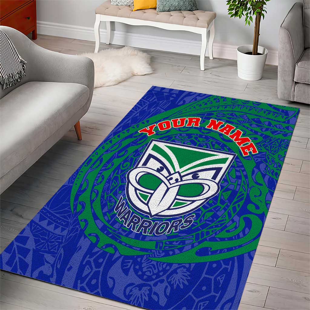 Personalized New Zealand Warriors Area Rug Polynesian Tribal Chest and Sleeve Tattoo
