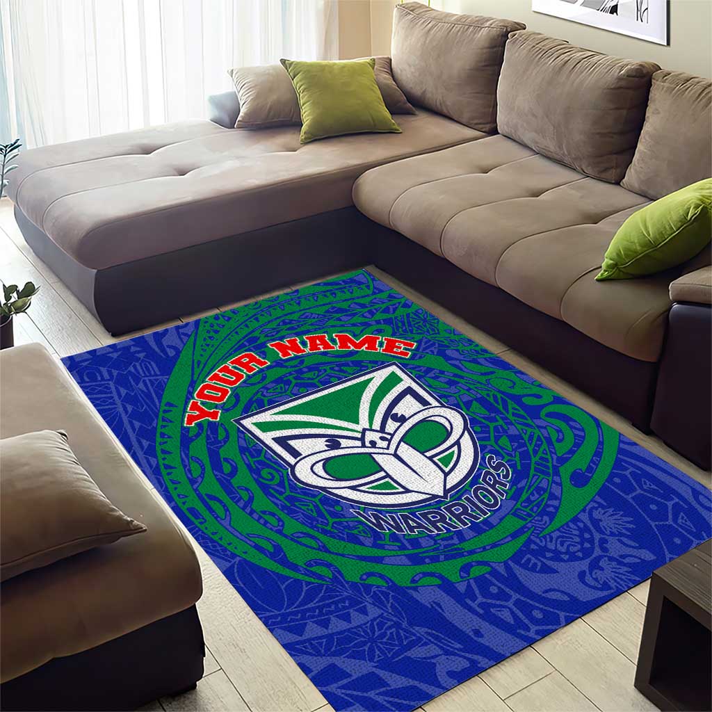 Personalized New Zealand Warriors Area Rug Polynesian Tribal Chest and Sleeve Tattoo