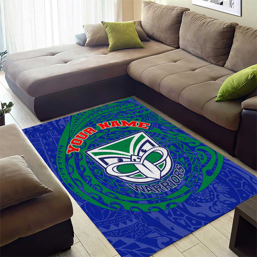 Personalized New Zealand Warriors Area Rug Polynesian Tribal Chest and Sleeve Tattoo