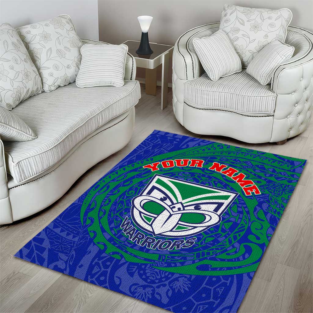 Personalized New Zealand Warriors Area Rug Polynesian Tribal Chest and Sleeve Tattoo