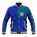Personalized New Zealand Warriors Baseball Jacket Polynesian Tribal Chest and Sleeve Tattoo