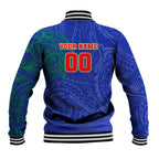Personalized New Zealand Warriors Baseball Jacket Polynesian Tribal Chest and Sleeve Tattoo