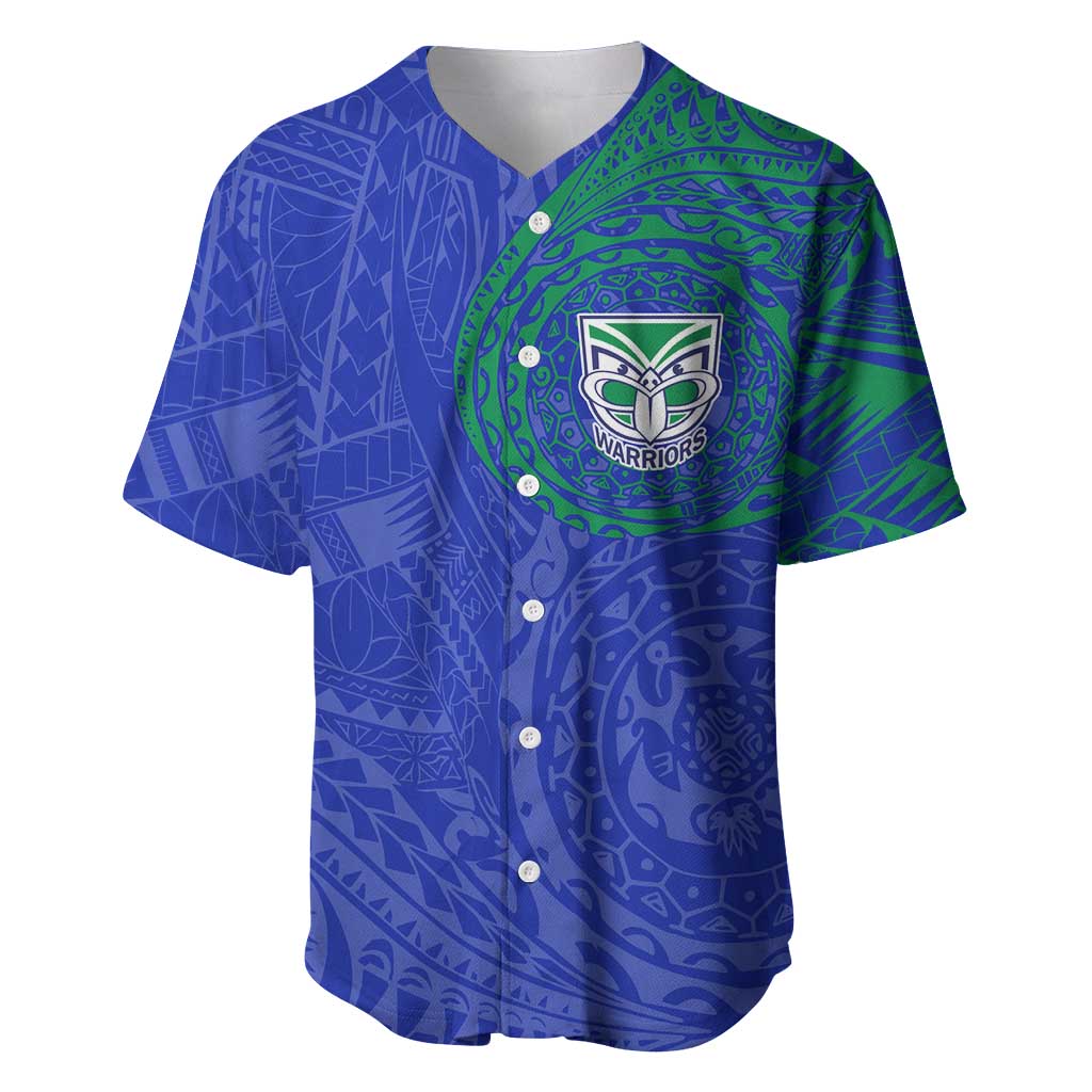 Personalized New Zealand Warriors Baseball Jersey Polynesian Tribal Chest and Sleeve Tattoo