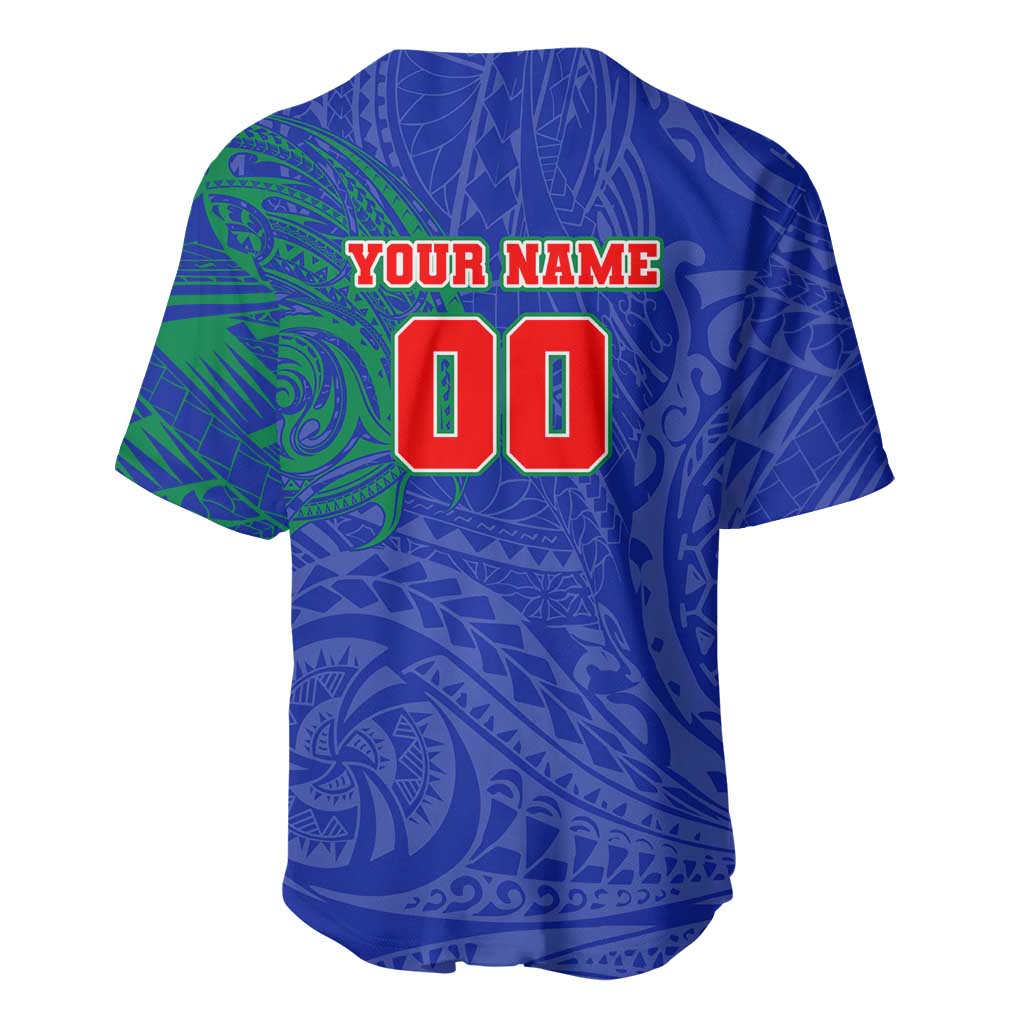 Personalized New Zealand Warriors Baseball Jersey Polynesian Tribal Chest and Sleeve Tattoo