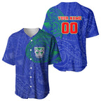 Personalized New Zealand Warriors Baseball Jersey Polynesian Tribal Chest and Sleeve Tattoo
