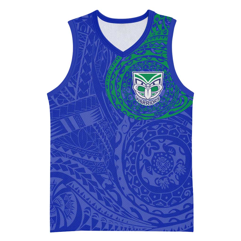 Personalized New Zealand Warriors Basketball Jersey Polynesian Tribal Chest and Sleeve Tattoo