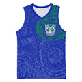 Personalized New Zealand Warriors Basketball Jersey Polynesian Tribal Chest and Sleeve Tattoo
