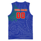 Personalized New Zealand Warriors Basketball Jersey Polynesian Tribal Chest and Sleeve Tattoo