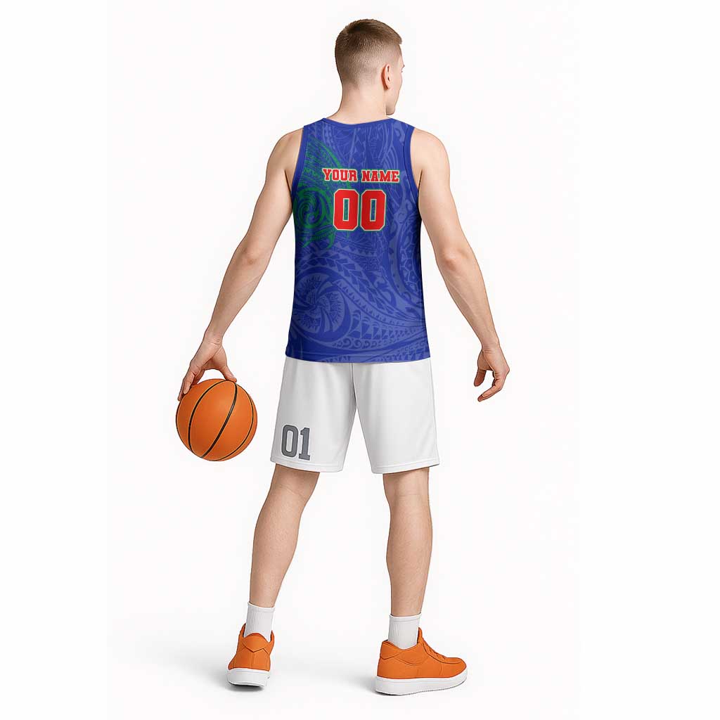 Personalized New Zealand Warriors Basketball Jersey Polynesian Tribal Chest and Sleeve Tattoo