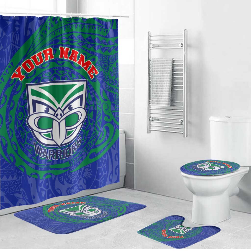 Personalized New Zealand Warriors Bathroom Set Polynesian Tribal Chest and Sleeve Tattoo
