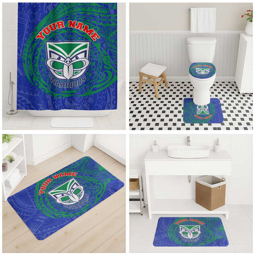 Personalized New Zealand Warriors Bathroom Set Polynesian Tribal Chest and Sleeve Tattoo
