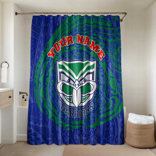 Personalized New Zealand Warriors Bathroom Set Polynesian Tribal Chest and Sleeve Tattoo
