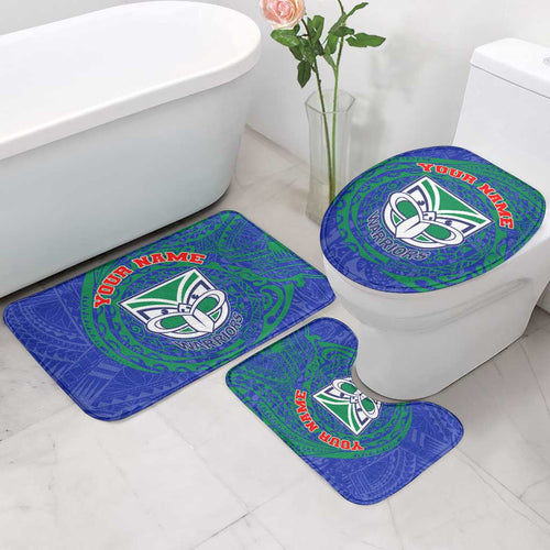 Personalized New Zealand Warriors Bathroom Set Polynesian Tribal Chest and Sleeve Tattoo