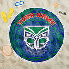 Personalized New Zealand Warriors Beach Blanket Polynesian Tribal Chest and Sleeve Tattoo