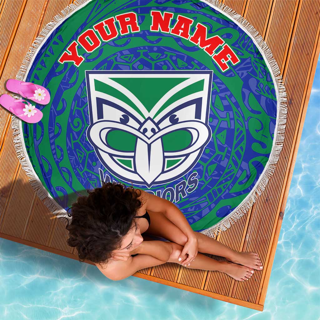 Personalized New Zealand Warriors Beach Blanket Polynesian Tribal Chest and Sleeve Tattoo