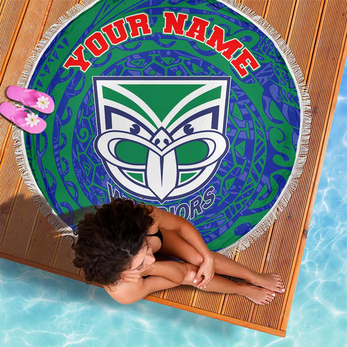 Personalized New Zealand Warriors Beach Blanket Polynesian Tribal Chest and Sleeve Tattoo