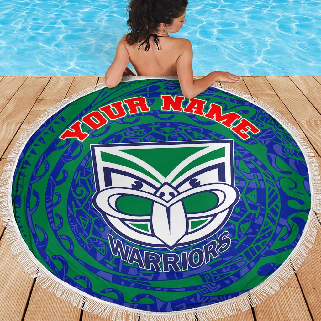 Personalized New Zealand Warriors Beach Blanket Polynesian Tribal Chest and Sleeve Tattoo