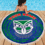 Personalized New Zealand Warriors Beach Blanket Polynesian Tribal Chest and Sleeve Tattoo