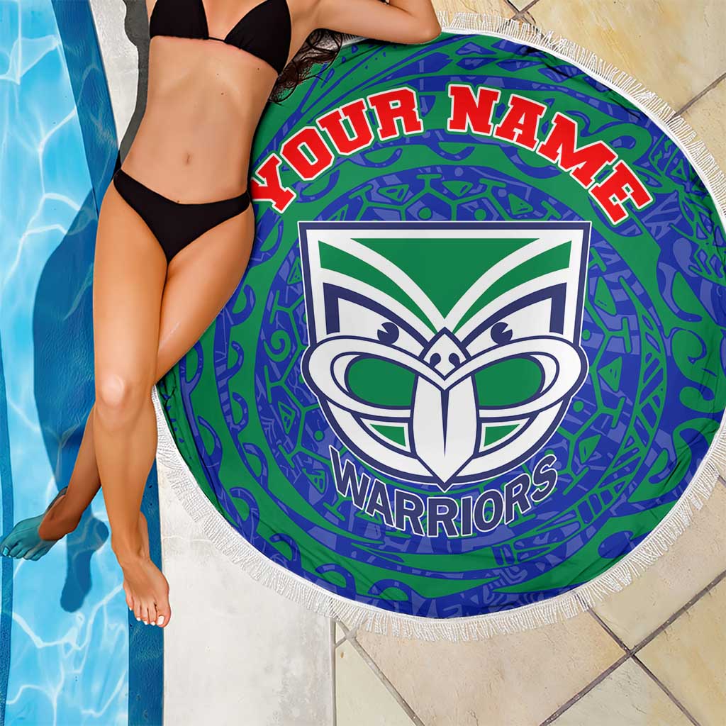 Personalized New Zealand Warriors Beach Blanket Polynesian Tribal Chest and Sleeve Tattoo