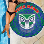 Personalized New Zealand Warriors Beach Blanket Polynesian Tribal Chest and Sleeve Tattoo