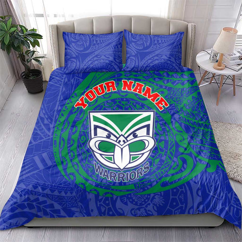 Personalized New Zealand Warriors Bedding Set Polynesian Tribal Chest and Sleeve Tattoo