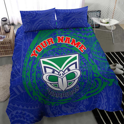 Personalized New Zealand Warriors Bedding Set Polynesian Tribal Chest and Sleeve Tattoo