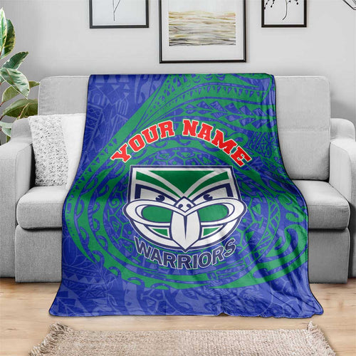 Personalized New Zealand Warriors Blanket Polynesian Tribal Chest and Sleeve Tattoo