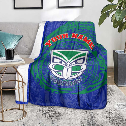 Personalized New Zealand Warriors Blanket Polynesian Tribal Chest and Sleeve Tattoo