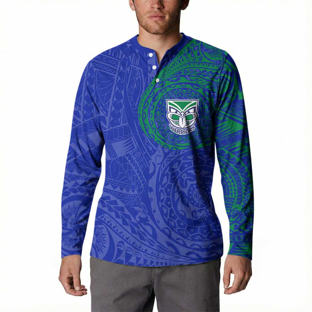 Personalized New Zealand Warriors Button Sweatshirt Polynesian Tribal Chest and Sleeve Tattoo