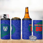 Personalized New Zealand Warriors 4 in 1 Can Cooler Tumbler Polynesian Tribal Chest and Sleeve Tattoo
