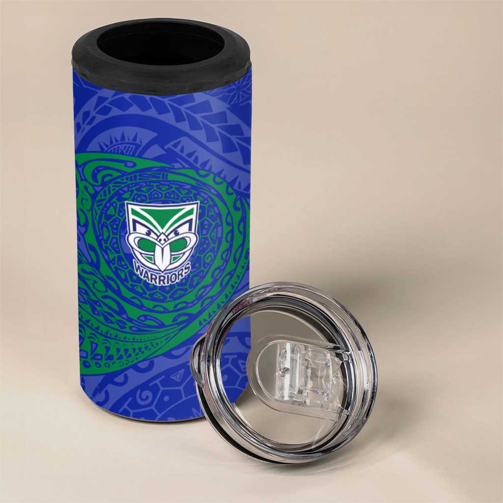 Personalized New Zealand Warriors 4 in 1 Can Cooler Tumbler Polynesian Tribal Chest and Sleeve Tattoo