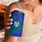 Personalized New Zealand Warriors 4 in 1 Can Cooler Tumbler Polynesian Tribal Chest and Sleeve Tattoo