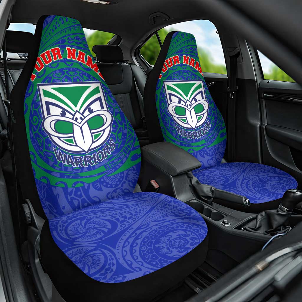 Personalized New Zealand Warriors Car Seat Cover Polynesian Tribal Chest and Sleeve Tattoo