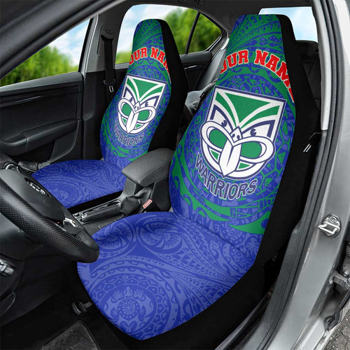 Personalized New Zealand Warriors Car Seat Cover Polynesian Tribal Chest and Sleeve Tattoo