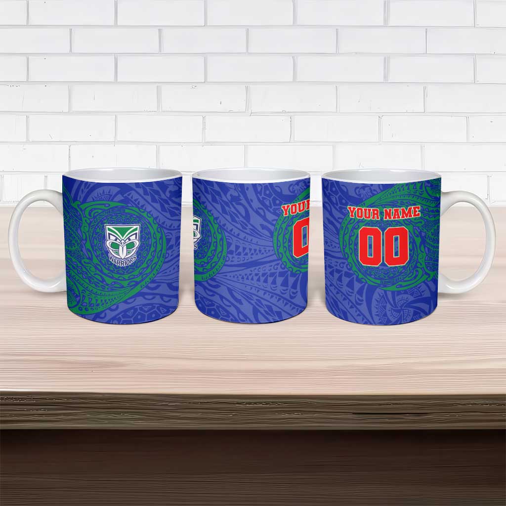 Personalized New Zealand Warriors Ceramic Mug Polynesian Tribal Chest and Sleeve Tattoo
