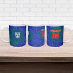 Personalized New Zealand Warriors Ceramic Mug Polynesian Tribal Chest and Sleeve Tattoo