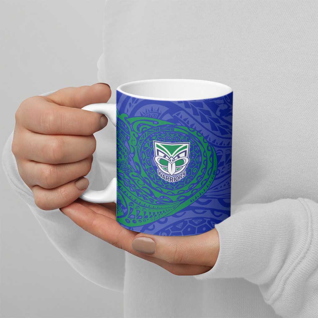 Personalized New Zealand Warriors Ceramic Mug Polynesian Tribal Chest and Sleeve Tattoo