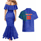 Personalized New Zealand Warriors Couples Matching Mermaid Dress and Hawaiian Shirt Polynesian Tribal Chest and Sleeve Tattoo