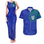 Personalized New Zealand Warriors Couples Matching Tank Maxi Dress and Hawaiian Shirt Polynesian Tribal Chest and Sleeve Tattoo