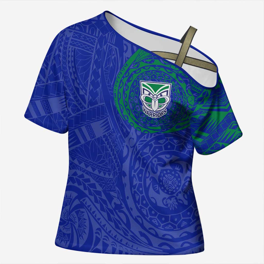 Personalized New Zealand Warriors Cross Shoulder Shirt Polynesian Tribal Chest and Sleeve Tattoo